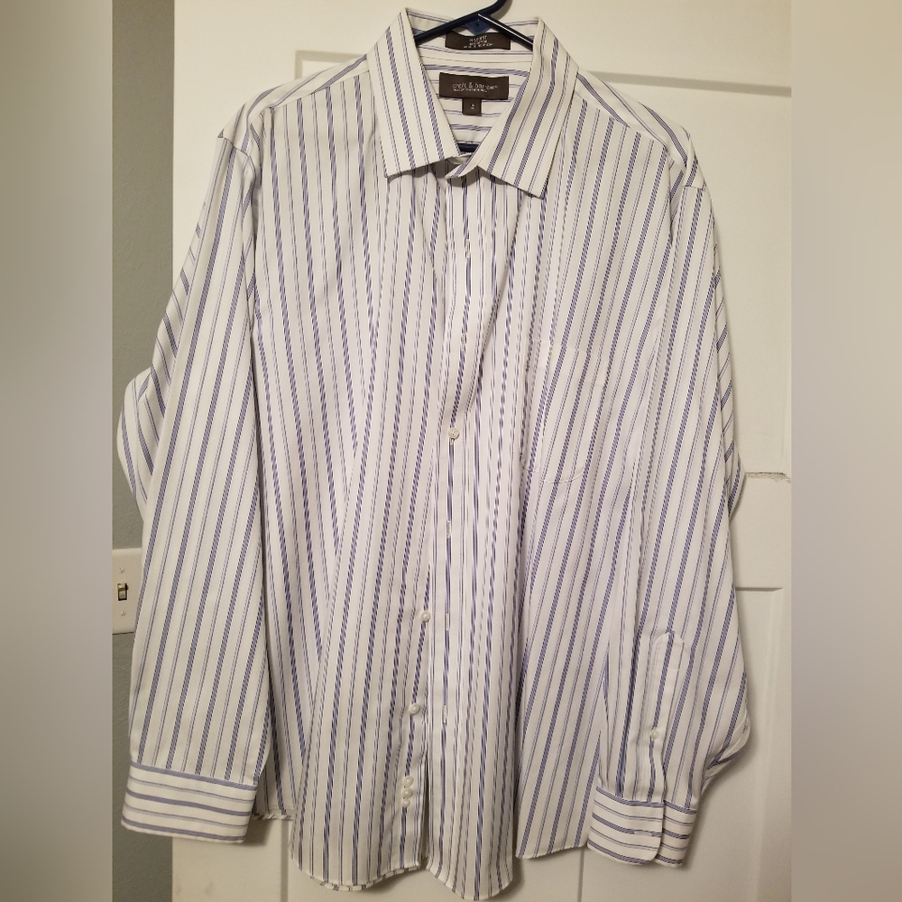 Blue striped men's dress shirt